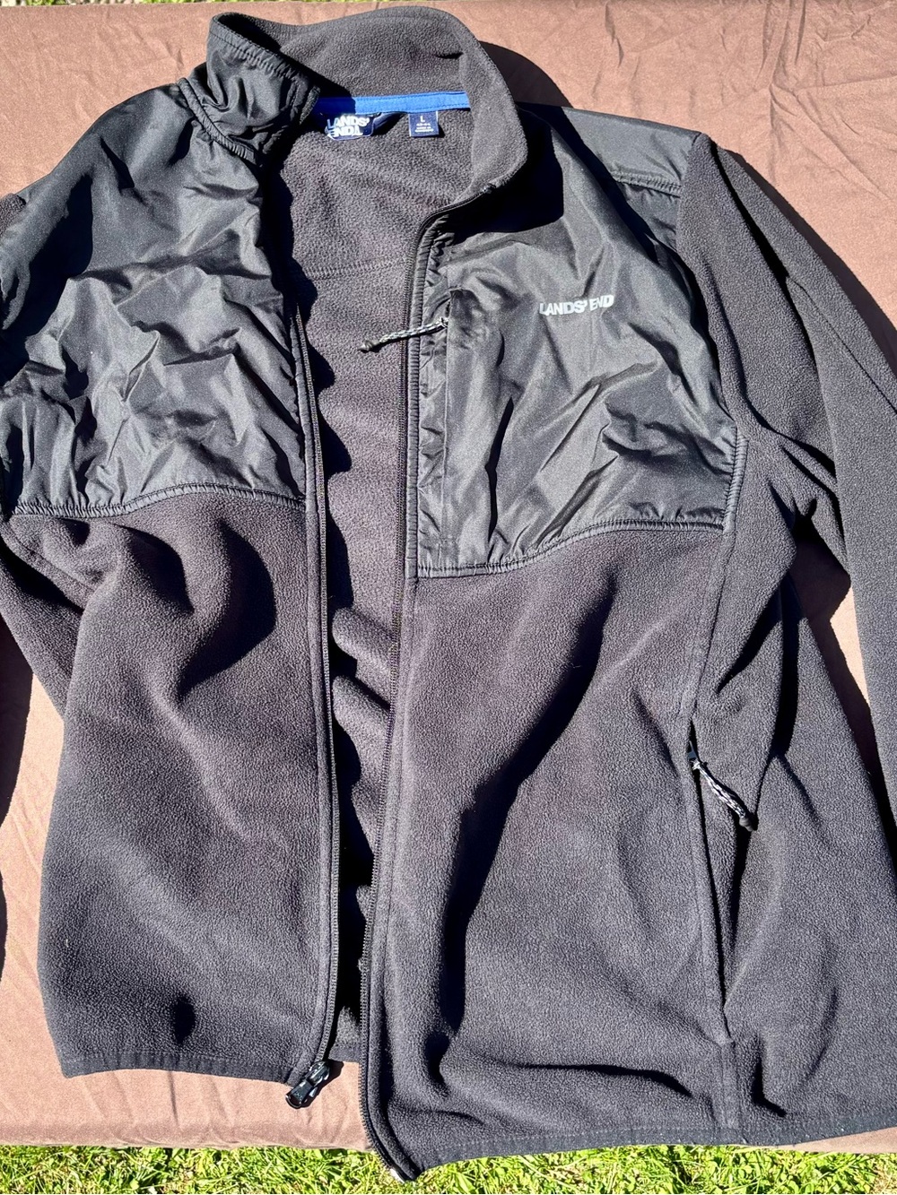 Lands' End Men's Black Lightweight Fleece Jacket fits like M to L